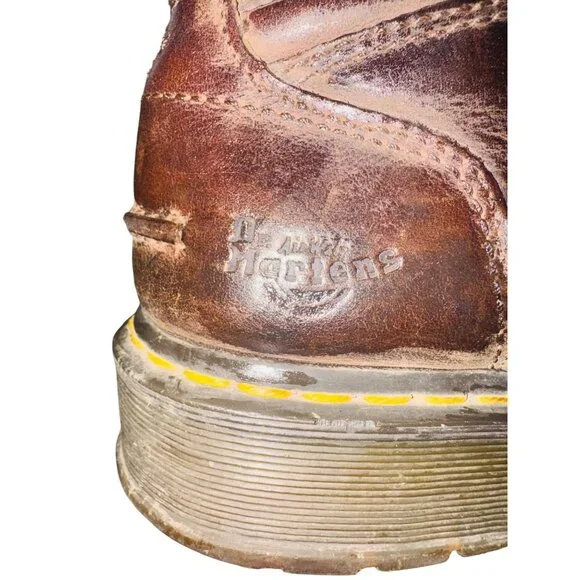 VTG Dr. Martens Soren Air Wair Brown Leather Distressed Work Boots 9M 10W Grunge - Picture 6 of 10